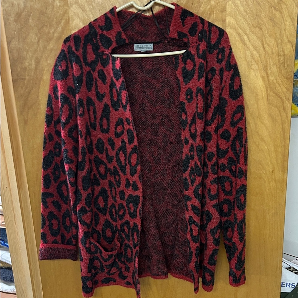 Red and Black Animal Print Cardigan